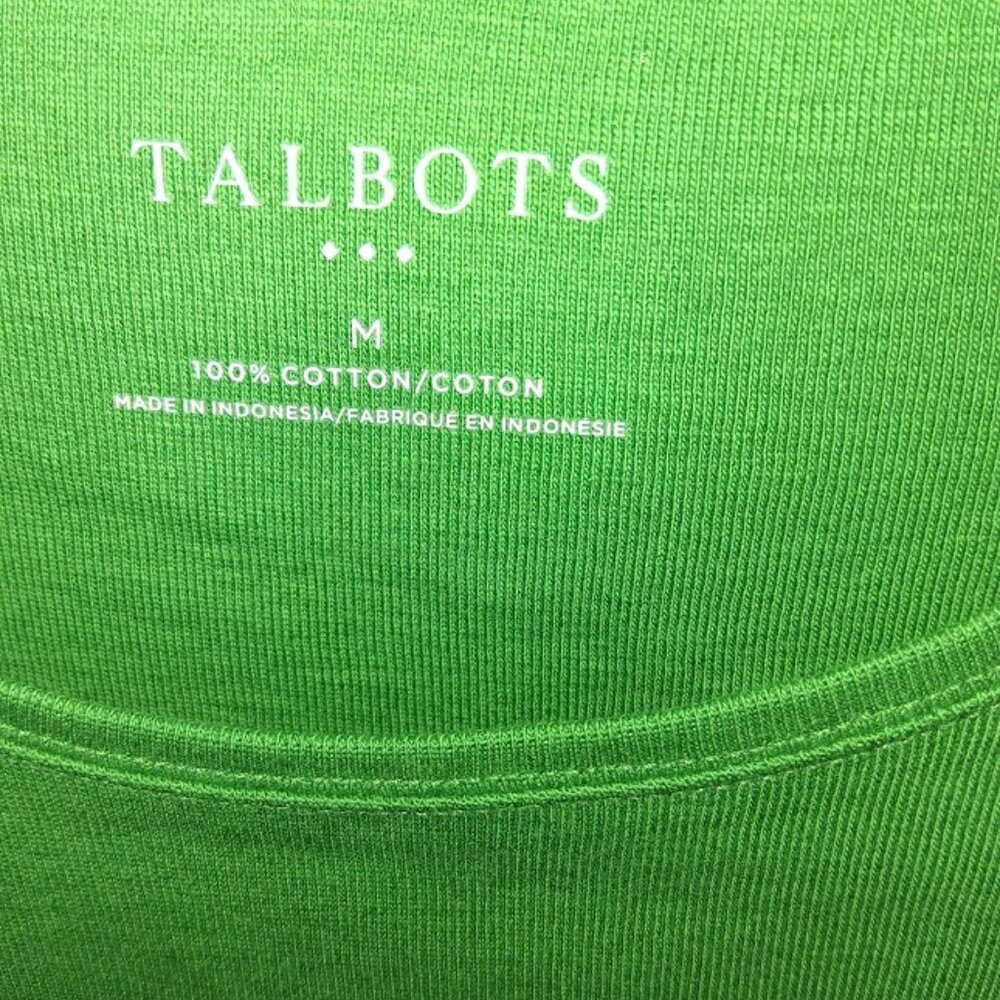 Talbots Round Neck Cotton Short Sleeve Tee Shirt NWT Sz M or LP Kelly Green - Picture 2 of 4